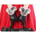 Fashion women winter rabbit fur lined leather gloves